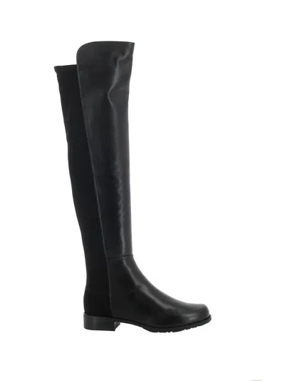 Stuart Weitzman Black Leather Boots In Black