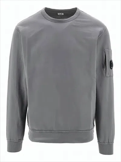 C.p. Company Long-sleeve Matte Finish T-shirt With Circular Lens Pocket In Gray