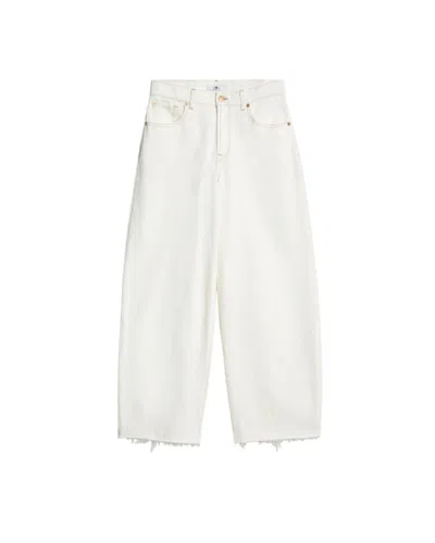 7 For All Mankind Jeans Bonnie Curvilinear Milkway Whit Raw Cut In White