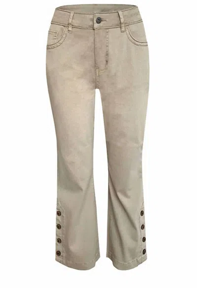 Ethyl Women's Button Trim Capri In Tan In Neutral