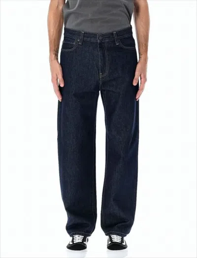 Carhartt Relaxed Fit Straight-leg Denim Pants With Contrast Stitching In Blue