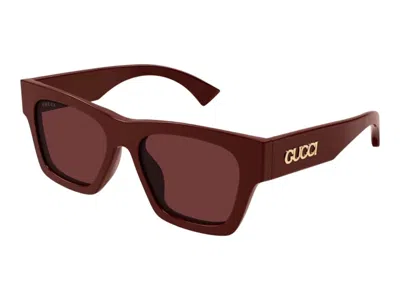 Pre-owned Gucci Rectangular Sunglasses In Burgundy Red (gg1835sa/003)