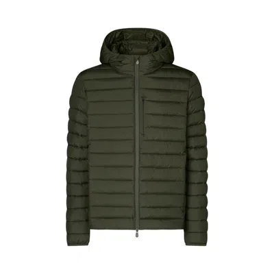 Save The Duck Quilted Green Light Jacket With Double-slider Zip Hood In Green