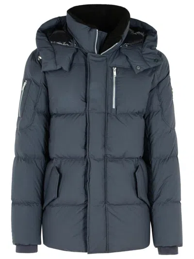 Moose Knuckles Everest 3q Grey Nylon And Cotton Down Jacket In Blue