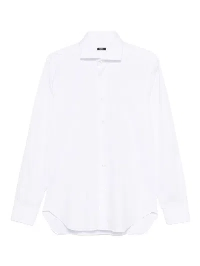 Barba Napoli Tailored White Button-down Shirt With Pointed Collar In White