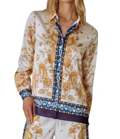 Skies Are Blue Silky Button Up Blouse In Ivory By  In White