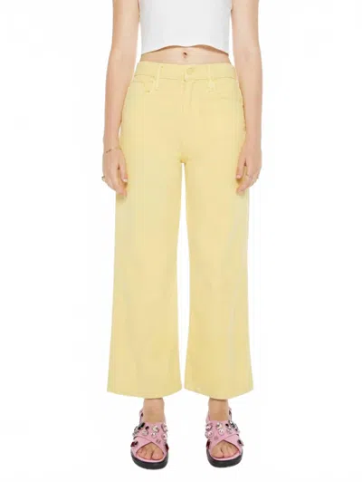 Mother Maven Wide Hem Ankle Pants In Chalk It Up Sunshine In Yellow