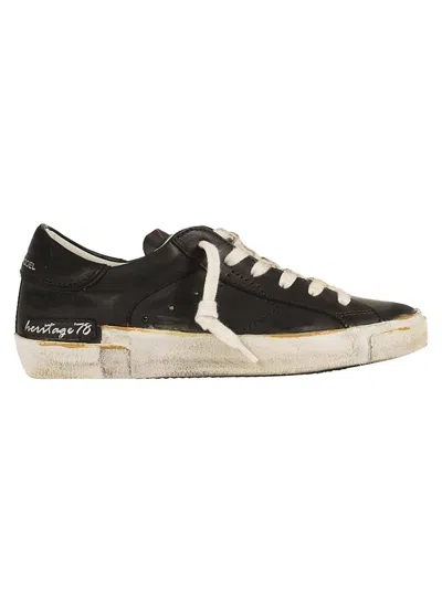Philippe Model Low-top Distressed Black Goat Leather Sneakers In Black