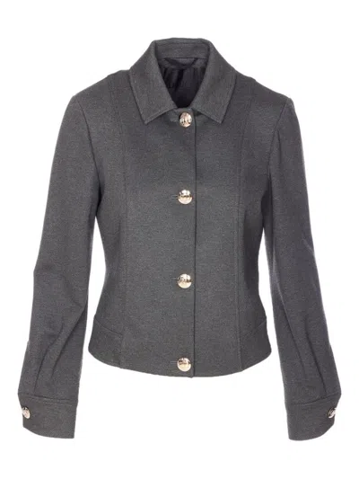 Liu •jo Tailored Lightweight Jacket With Metallic Button Detailing In Gray