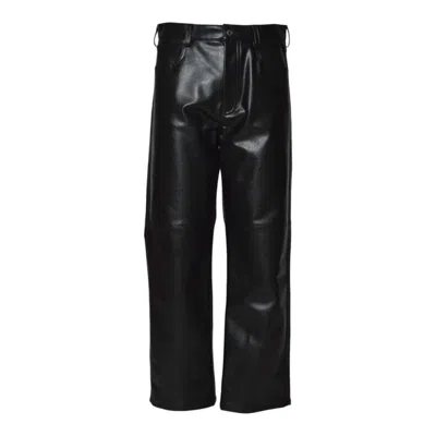 Msgm Straight-leg Trousers With Shiny Finish And Classic Waistband In Black