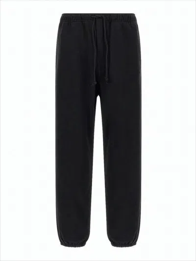 Y-3 Relaxed Fit Black Jogging Pants With Drawstring Waist In Blue