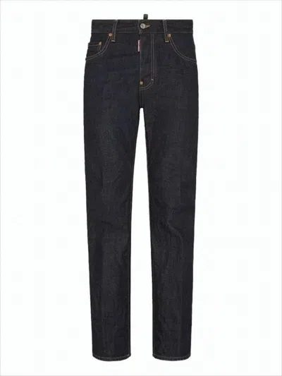 Dsquared2 Straight-leg Denim Pants With Dark Indigo Wash In Blue