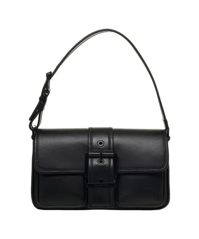 Michael Kors Colby Buckle Flap Shoulder Bag In Black