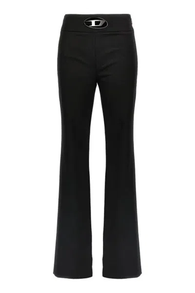 Diesel Women P-erseus Wool Blend Trousers In Black