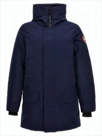 Canada Goose High-collar Down Jacket With Concealed Front Zipper In Blue
