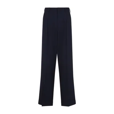 Casablanca High-waisted Wide-leg Trousers In Luxurious Virgin Wool In Black
