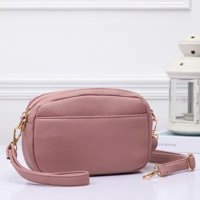 Fashnzfab Pebbled Faux Leather Crossbody Bag In Pink