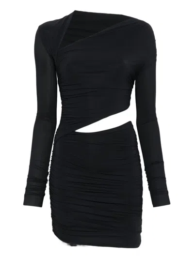 Amazuìn Asymmetrical Mini Dress With Cut-out Waist In Black