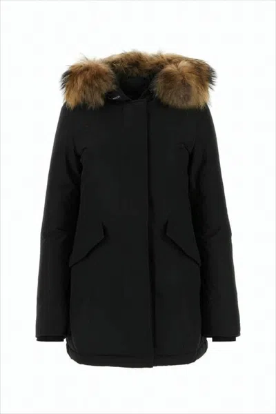 Woolrich Blue Technical Fabric Parka In White