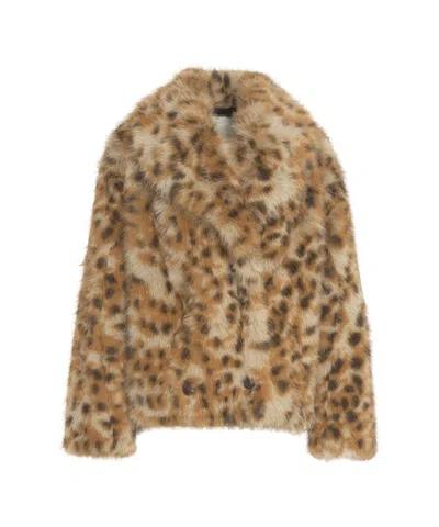 Munthe Teddy Jacket With Animal Print And Double-breasted Closure In Animal Print