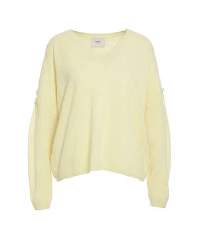 Mvm Cashmere Sweater With Pearls In Yellow