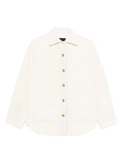 Pinko Textured White Jacket With Boxy Silhouette In Neutral