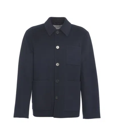 Amaranto Wool Blend Overshirt With Structured Design And Button Closure In Blue