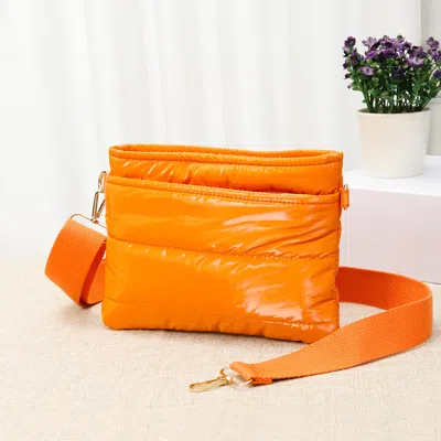Fashnzfab Solid Puffer Crossbody Bag In Orange