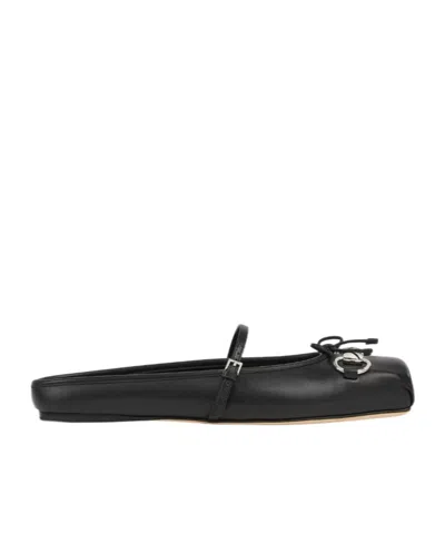 Gucci Leather Ballet Flats Featuring Metal Detail In Black