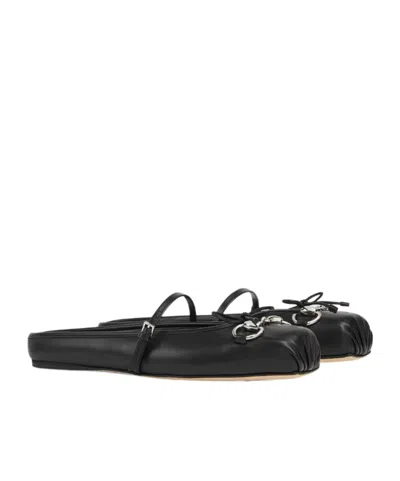 Gucci Leather Ballet Flats Featuring Metal Detail In Black