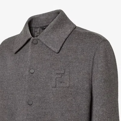 Fendi Double Wool Jacket With Ff Detail In Gray