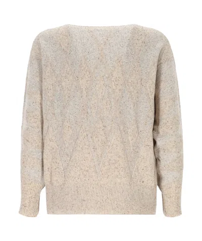 D Exterior Crew Neck Long Sleeve Sweater In Neutral
