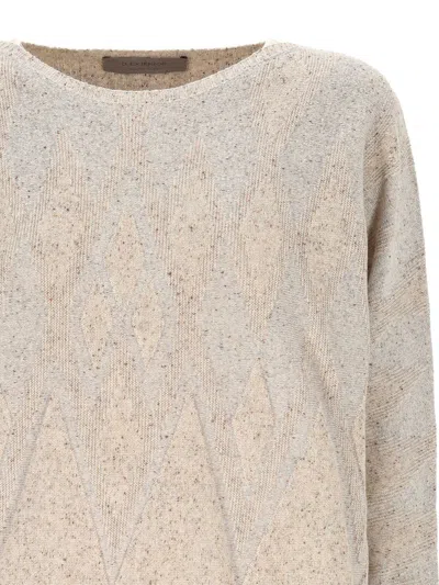 D Exterior Crew Neck Long Sleeve Sweater In Neutral