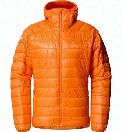 Haglöfs Vibrant Orange Hooded Padded Jacket With Horizontal Quilting In Orange