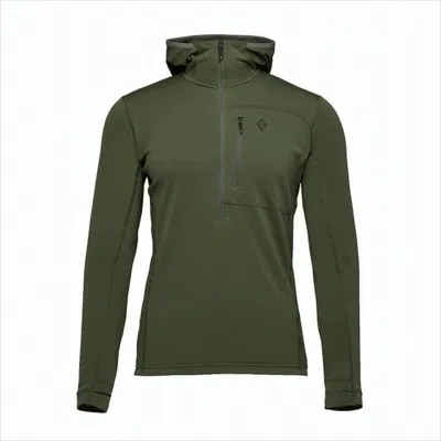 Black Diamond Fitted Olive Green Half-zip Jacket With Thumbholes In Green