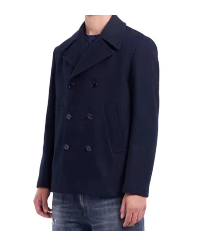 Dondup Double-breasted Wool-cashmere Jacket With Notched Lapel In Blue