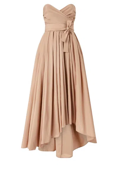 Pinko Strapless High-low Dress With Sweetheart Neckline In Neutral
