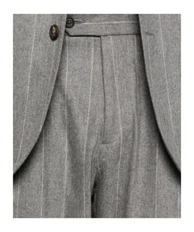 Eleventy Single-breasted Long Sleeve Suit Jacket In Gray