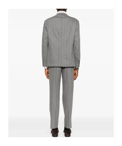 Eleventy Single-breasted Long Sleeve Suit Jacket In Gray