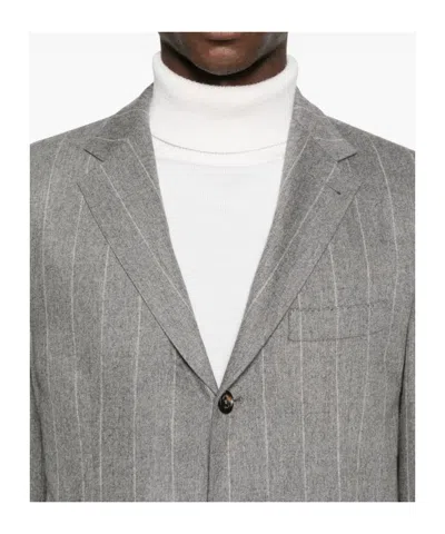Eleventy Single-breasted Long Sleeve Suit Jacket In Gray