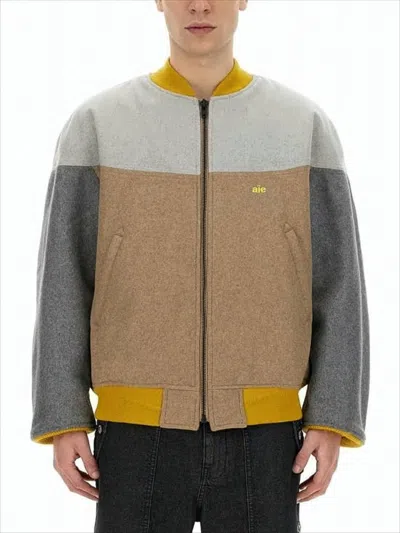 Aïe Color-block Casual Jacket With Bold Back Detail In Brown
