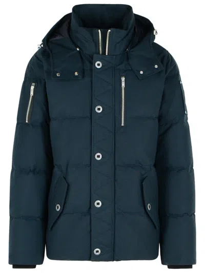 Moose Knuckles Original 3q Navy Cotton Blend Down Jacket In Blue