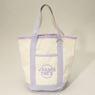 Fashnzfab Jrader Toes Message Embroidered Small Multi Purpose Canvas Tote Bag In Purple