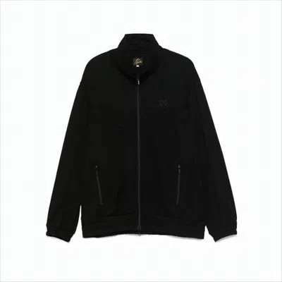 Needles Fringe-detail Black Jacket With Zippered Pockets In Black