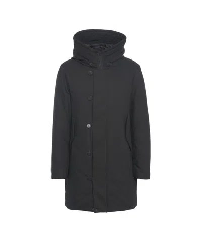 Peuterey Mid-length Parka With Adjustable Drawstring Hood In Black