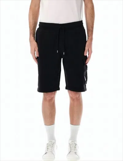 C.p. Company Relaxed Fit Cargo Shorts With Drawstring Waistband In Black