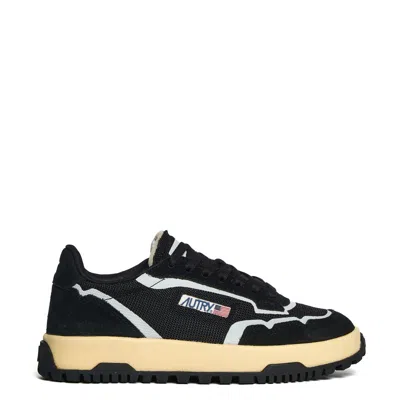 Autry Low-top Sneakers With Textured Finish And Chunky Sole In Black
