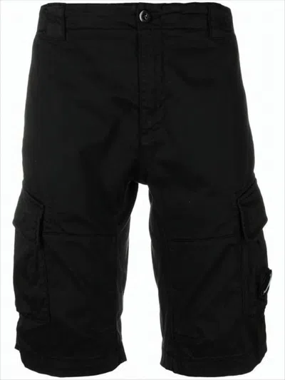 C.p. Company Tailored Cargo Shorts With Distinctive Pocket Details In Black