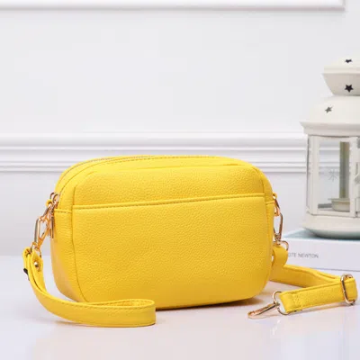 Fashnzfab Pebbled Faux Leather Crossbody Bag In Yellow