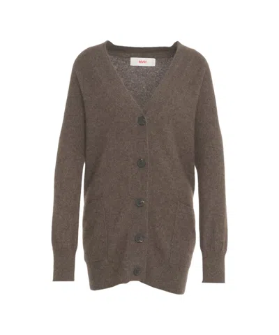 Mvm Raccoon Wool Cardigan In Brown